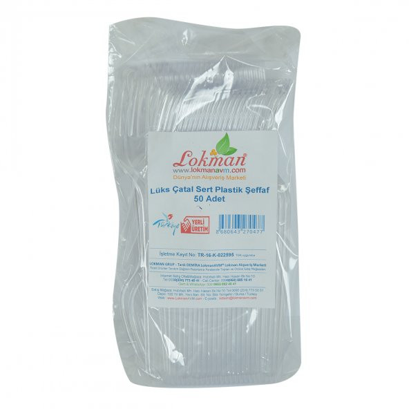 LokmanAVM Lüks Çatal Sert Plastik Şeffaf 50 Adet 1 Paket