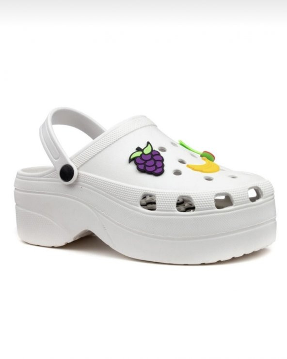 Novelido Yüksek Taban Stickerslı Crocs Terlik - 2