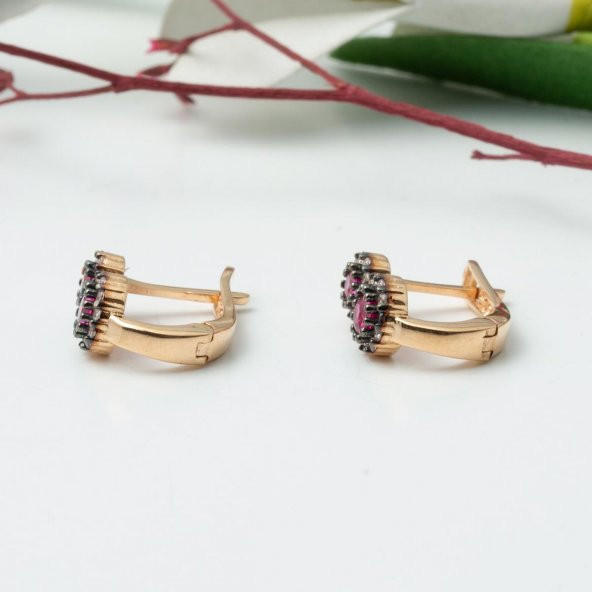 Pembe Taşlı 2li Rose Altın Set - 5