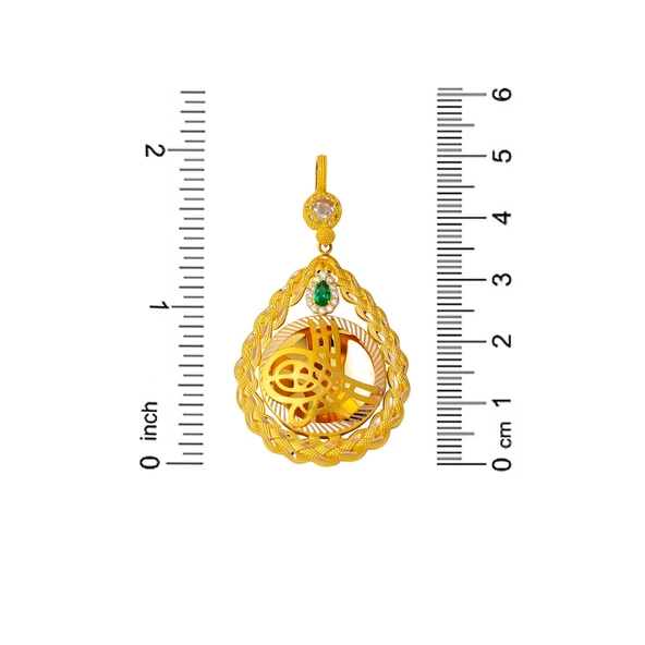 Saç Örgüsü Tuğralı Altın Kolye Ucu - Resim 3