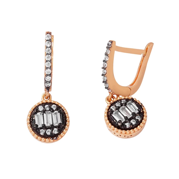 Baget Taşlı Rose Altın Küpe - 4