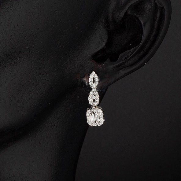 Starlight Baget Taşlı Beyaz Altın Set - Resim 4