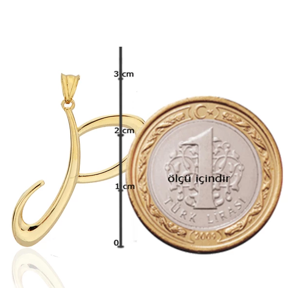 P Harfi Altın Kolye Ucu - Resim 3