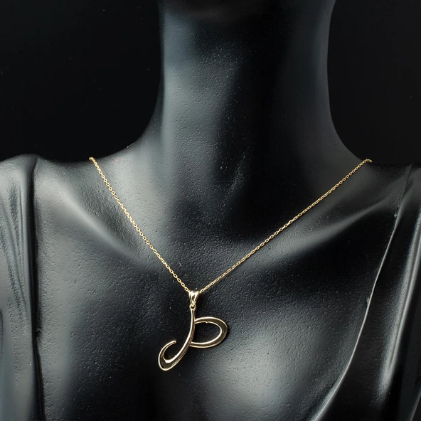 P Harfi Altın Kolye Ucu - Resim 2