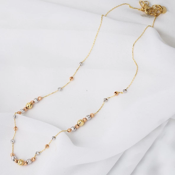 Kolye Bileklikli  Top Altınlı Takı Seti - 6