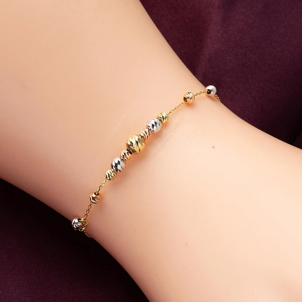 Kolye Bileklikli  Top Altınlı Takı Seti - 3