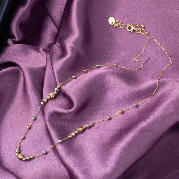 Kolye Bileklikli  Top Altınlı Takı Seti - 4