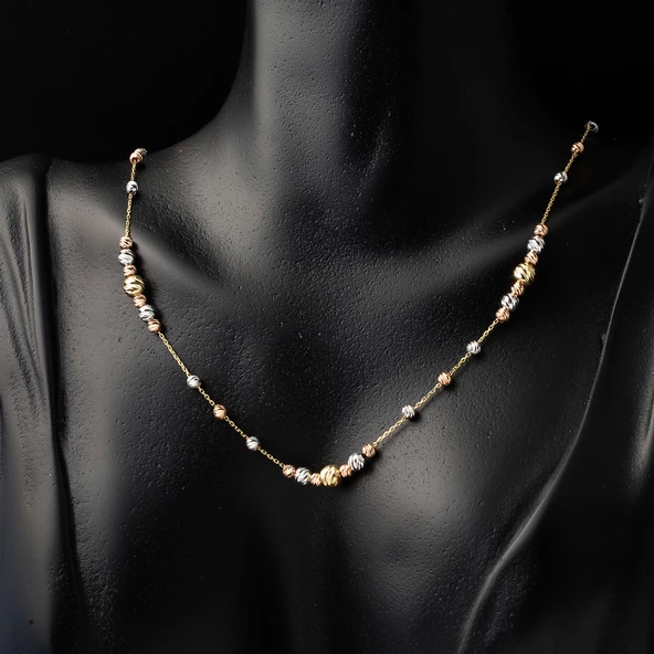 Kolye Bileklikli  Top Altınlı Takı Seti - 2