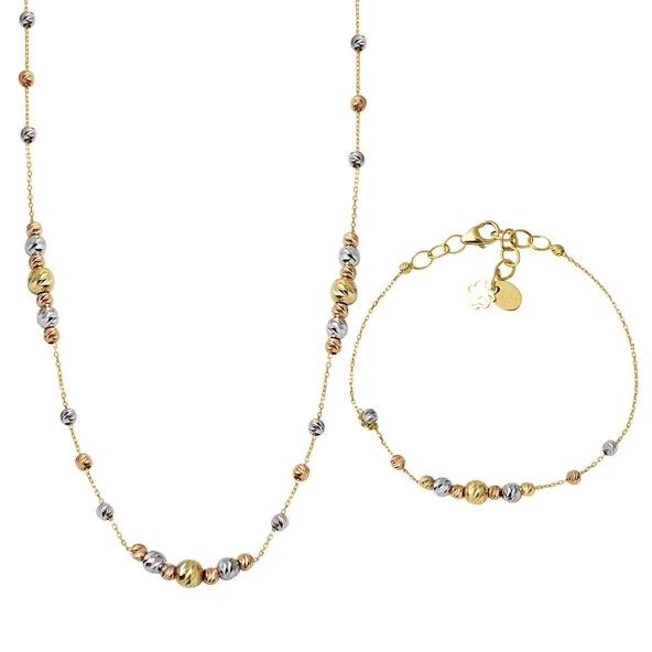 Kolye Bileklikli  Top Altınlı Takı Seti