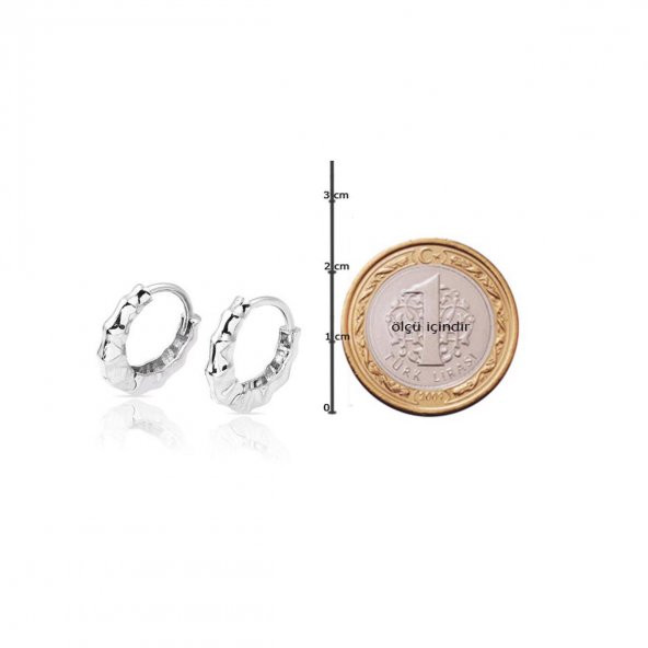 Kemik Beyaz Halka Altın Küpe - Resim 5