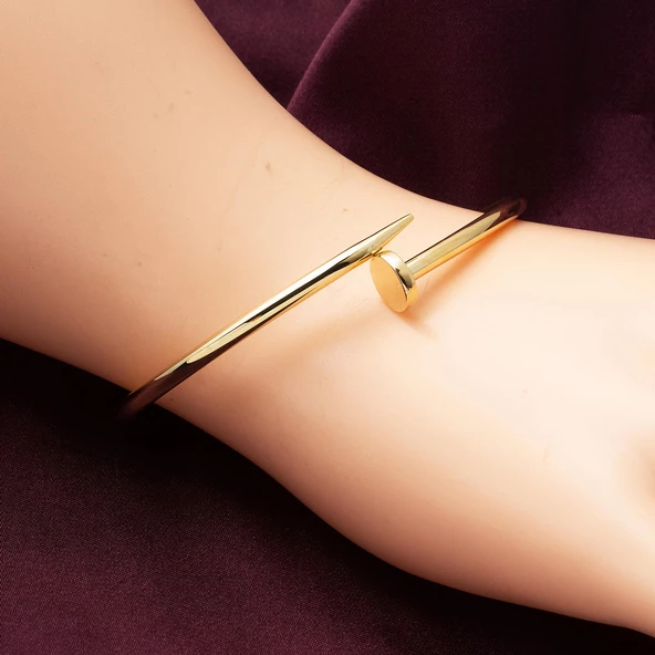 Çivi 14 Ayar Taşsız Altın Bilezik - Resim 2