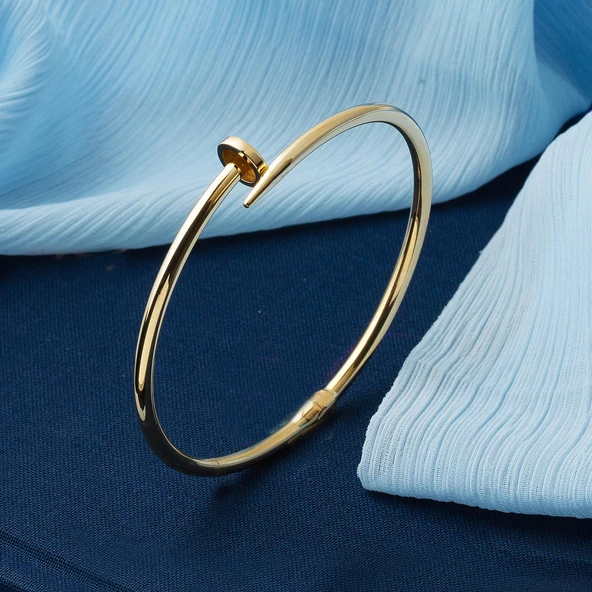 Çivi 14 Ayar Taşsız Altın Bilezik - Resim 3