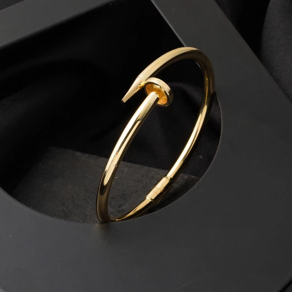 Çivi 14 Ayar Taşsız Altın Bilezik - Resim 5