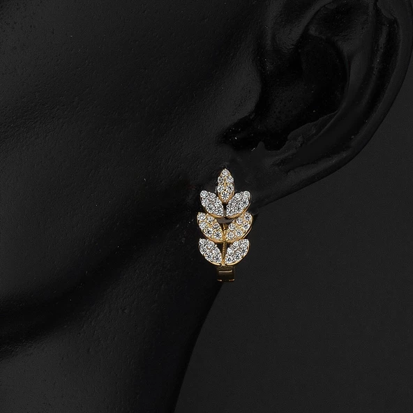 Yaprak 14 Ayar Altın Küpe - Resim 2