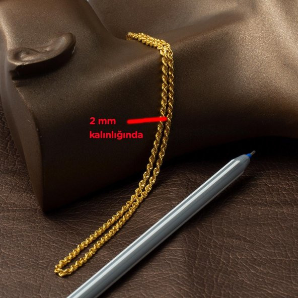 60 Cm. 14 Ayar Burmalı Halat Altın Zincir - 2
