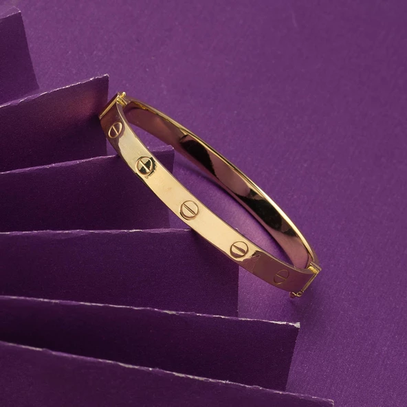 Taşsız 14 Ayar Altın Kelepçe Bilezik - Resim 6