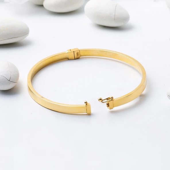 Taşsız 14 Ayar Altın Kelepçe Bilezik - Resim 3