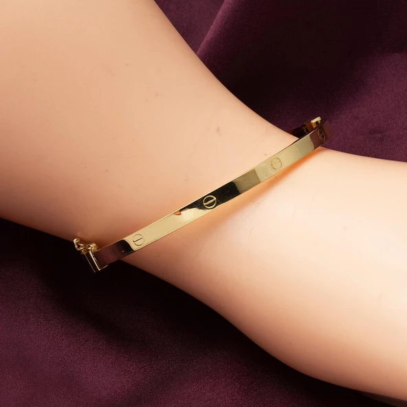 Taşsız 14 Ayar Altın Kelepçe Bilezik - Resim 2