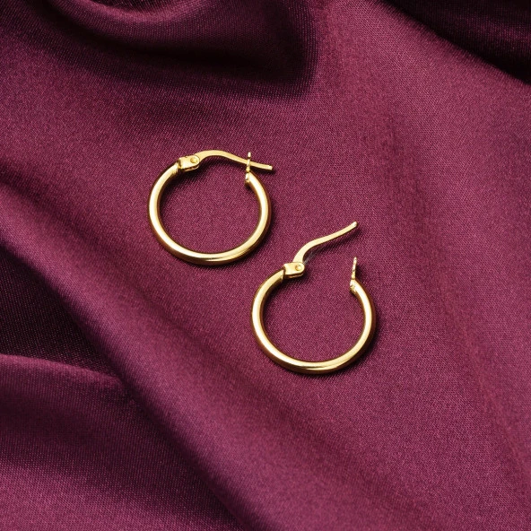 İtalyan 14 Ayar Altın Halka Küpe - Resim 3