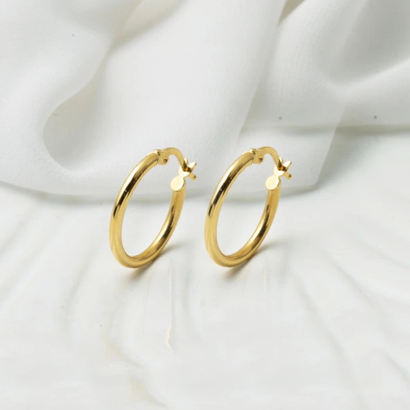 İtalyan 14 Ayar Altın Halka Küpe - Resim 4