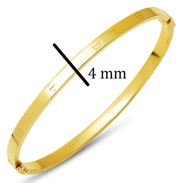 Vidalı Taşsız Kelepçe Altın Bilezik - Resim 5