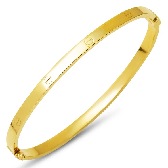 Vidalı Taşsız Kelepçe Altın Bilezik ürün görseli 1