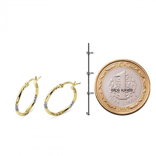 Top Altınlı 1,8 cm Çaplı Halka Küpe - 4