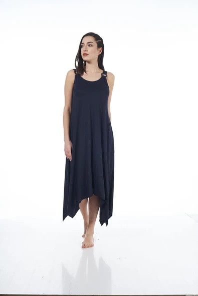 Estiva 22233 Kadın Aksesuar Detaylı Askılı Likra Viskon Günlük Elbise