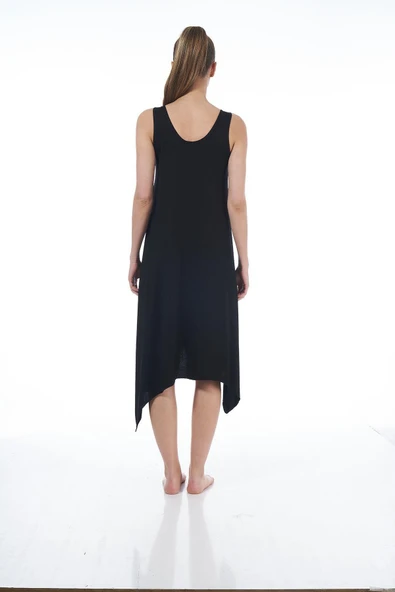 Estiva 22233 Kadın Aksesuar Detaylı Askılı Likra Viskon Günlük Elbise - 8