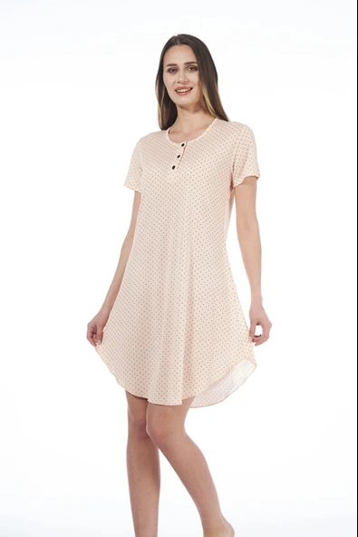 Estiva 22226 Kadın Puantiyeli Kısa Kollu Viskon Günlük Elbise - 3