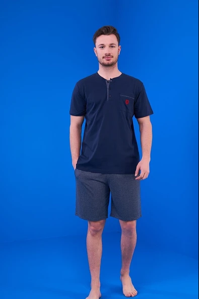 Pjs 23325 Erkek Patlı Şortlu Pijama Takım 3'Lü - Resim 3