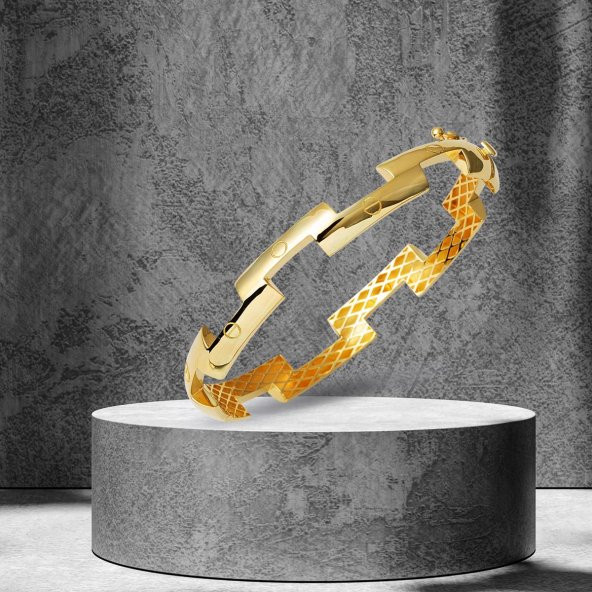 Vidalı 14 Ayar Kelepçe Altın Bilezik - Resim 5