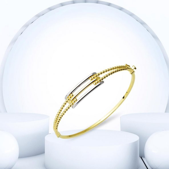 Top Top 14 Ayar Üçlü Kaburga Altın Bilezik - Resim 5