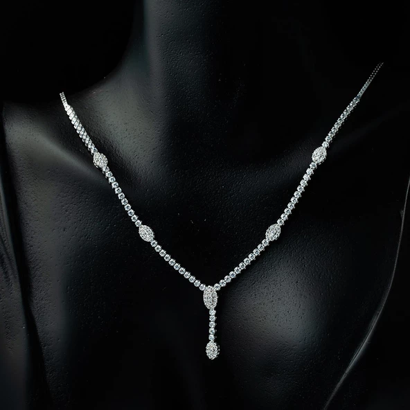 Suyolu 14 Ayar Beyaz Altın Takı Seti - Resim 2