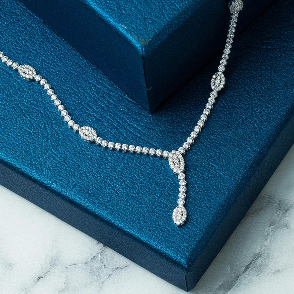 Suyolu 14 Ayar Beyaz Altın Takı Seti - Resim 5