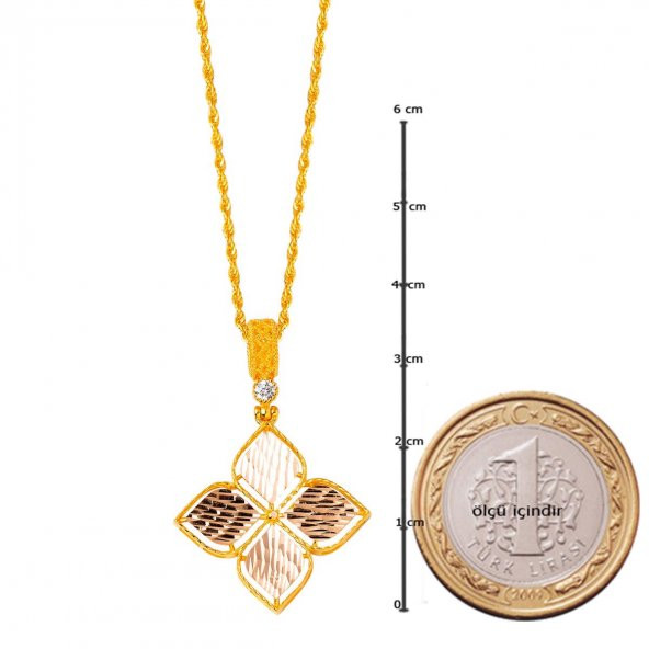 Zambak 14 Ayar Altın Kolye - Resim 3