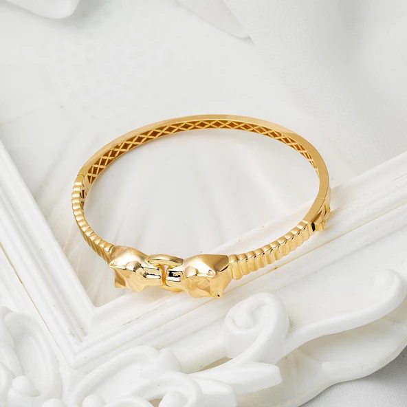 Leona Taşsız Kelepçe Altın Bilezik - Resim 5