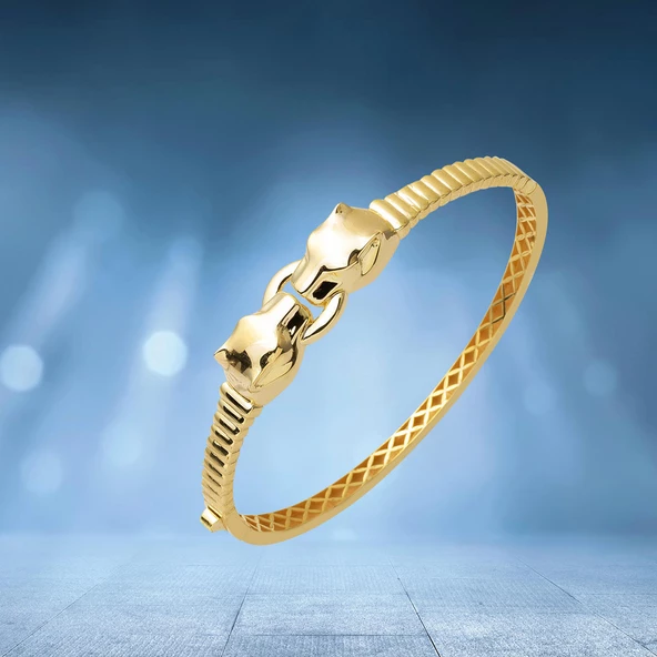 Leona Taşsız Kelepçe Altın Bilezik - Resim 6