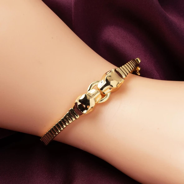 Leona Taşsız Kelepçe Altın Bilezik - Resim 2