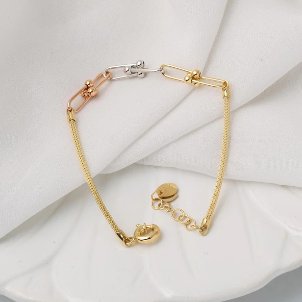 Kolye & Bileklik Ataç Zincir Altın Set - 6