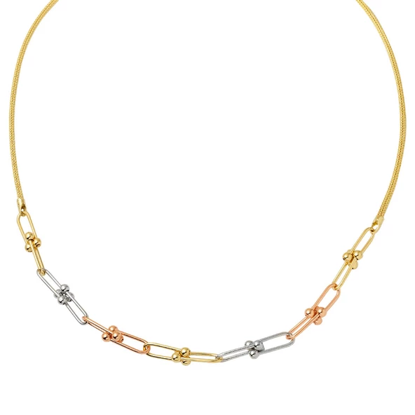 Tiffany Ataç Toplu Zincir Altın Gerdanlık - Resim 3