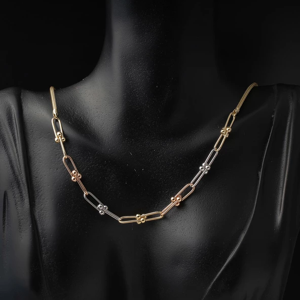 Kolye & Bileklik Ataç Zincir Altın Set - 2