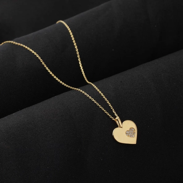 Kalbimin İçinde Kalp Altın Kolye - Resim 4