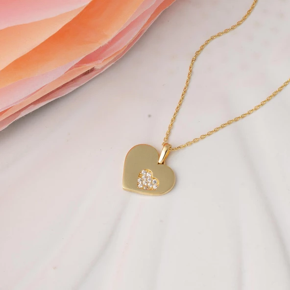 Kalbimin İçinde Kalp Altın Kolye - Resim 3