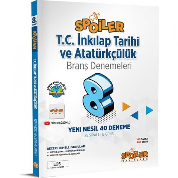 Spoiler Yayınları 8.Sınıf T.C.İnkılap Tarihi ve Atatürkçülük Branş Denemeleri