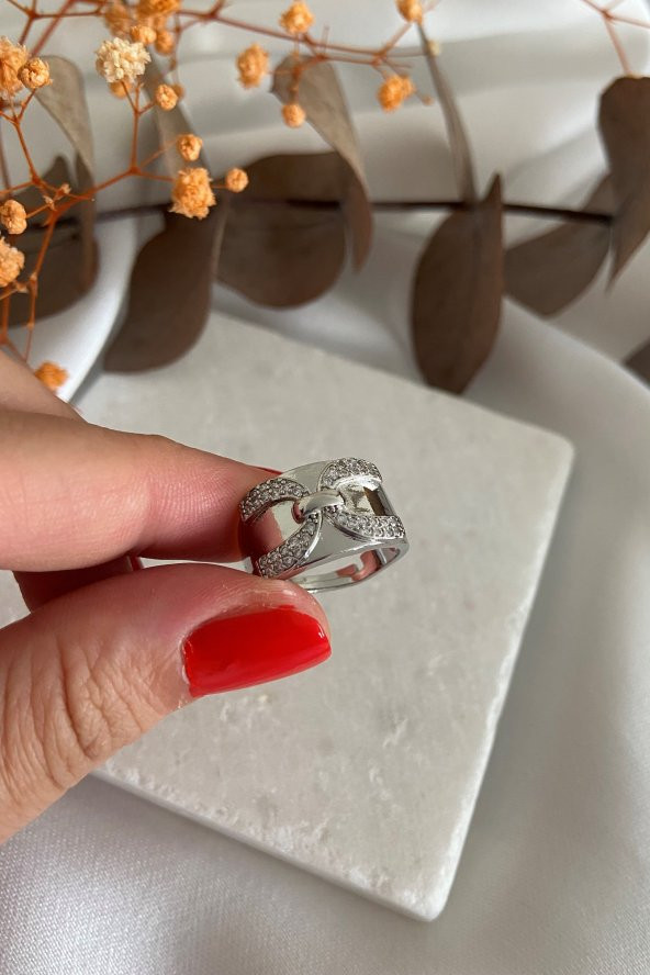 Plaka Üzeri Geniş Zincir Yüzük - 2