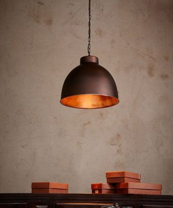MYLİGHTS  RUSTİK BAKIR FIRCANLANMIŞ METAL SARKIT VİNTAGE AVİZE