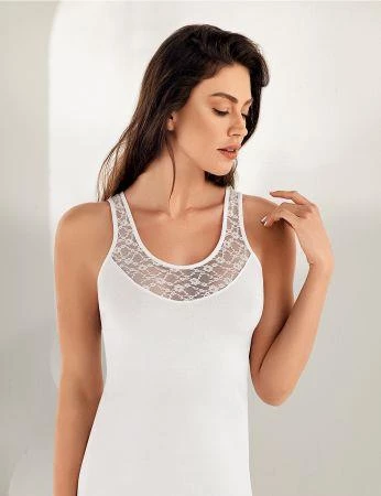 Şahinler Bayan Dantelli Geniş Askılı Likralı Atlet B1043 - Resim 2