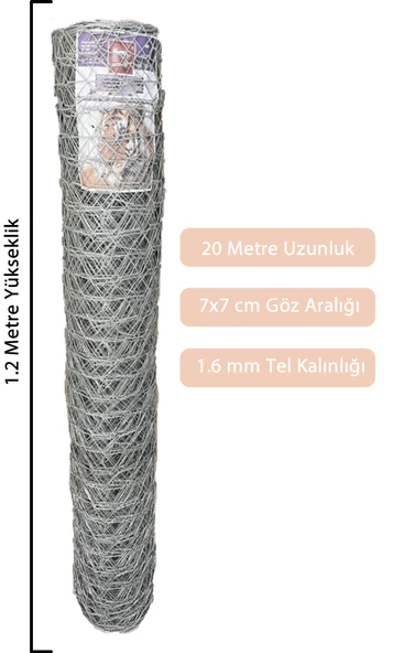 1,2x20 Metre Bahçe Tel Örgü Bahçe Çiti Bahçe Teli Çevirme Teli 1.6 mm Kalınlığında