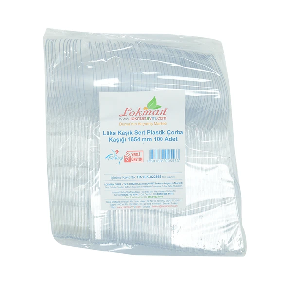 Lüks Kaşık Sert Plastik Çorba Kaşığı 1654 mm Şeffaf 100 Adet 1 Paket - Resim 4